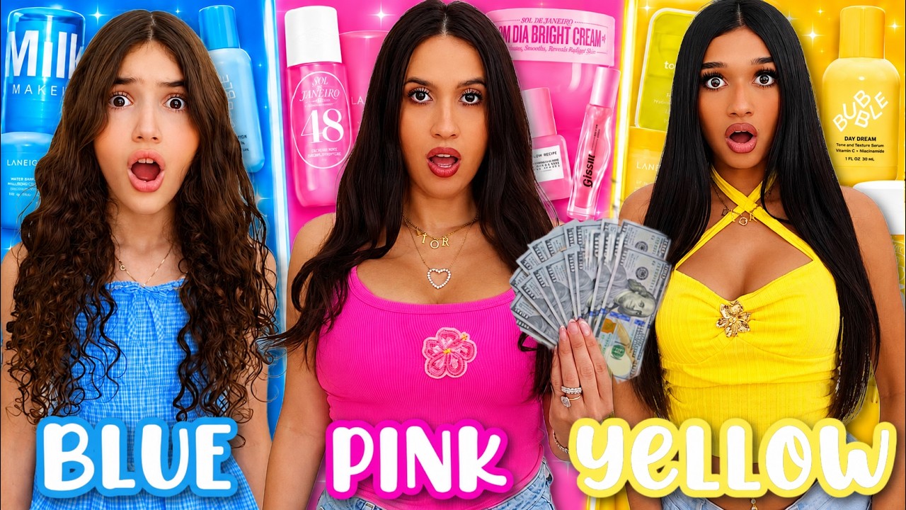 NO BUDGET SHOPPING IN 1 COLOR!🩵💗💛