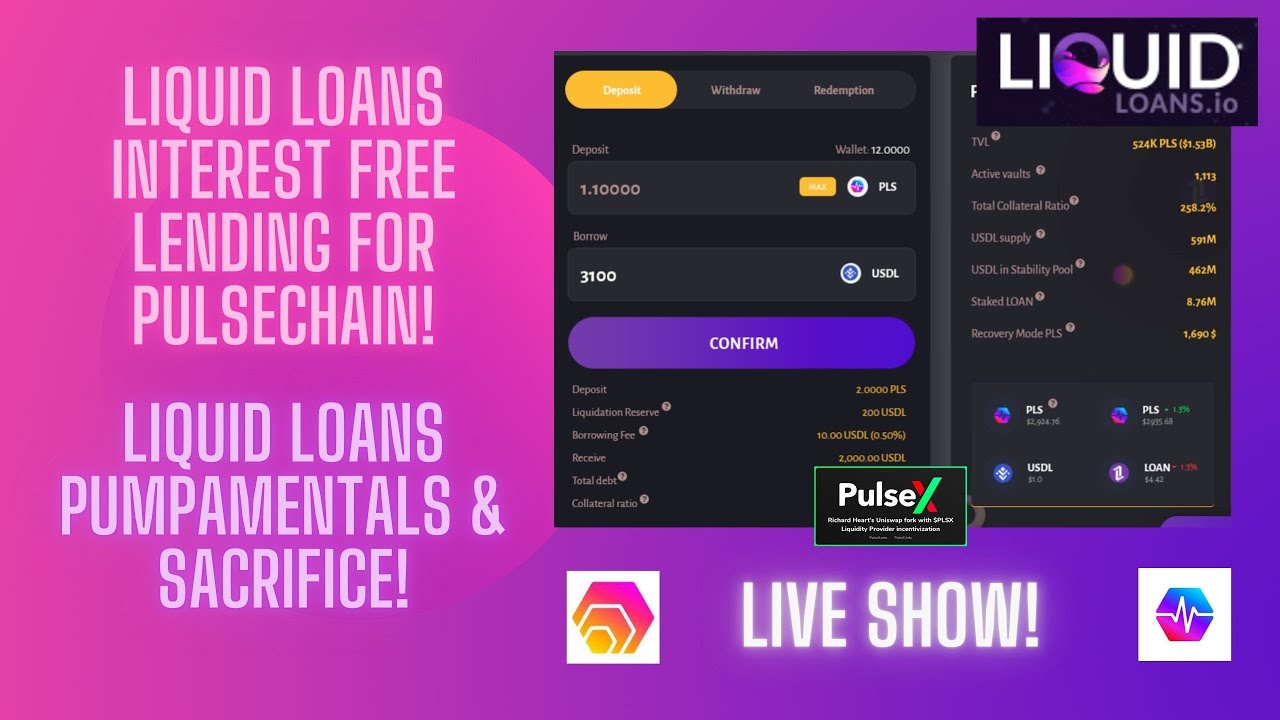 Liquid Loans Interest Free Lending For PulseChain! Liquid Loans Pumpamentals & Sacrifice!