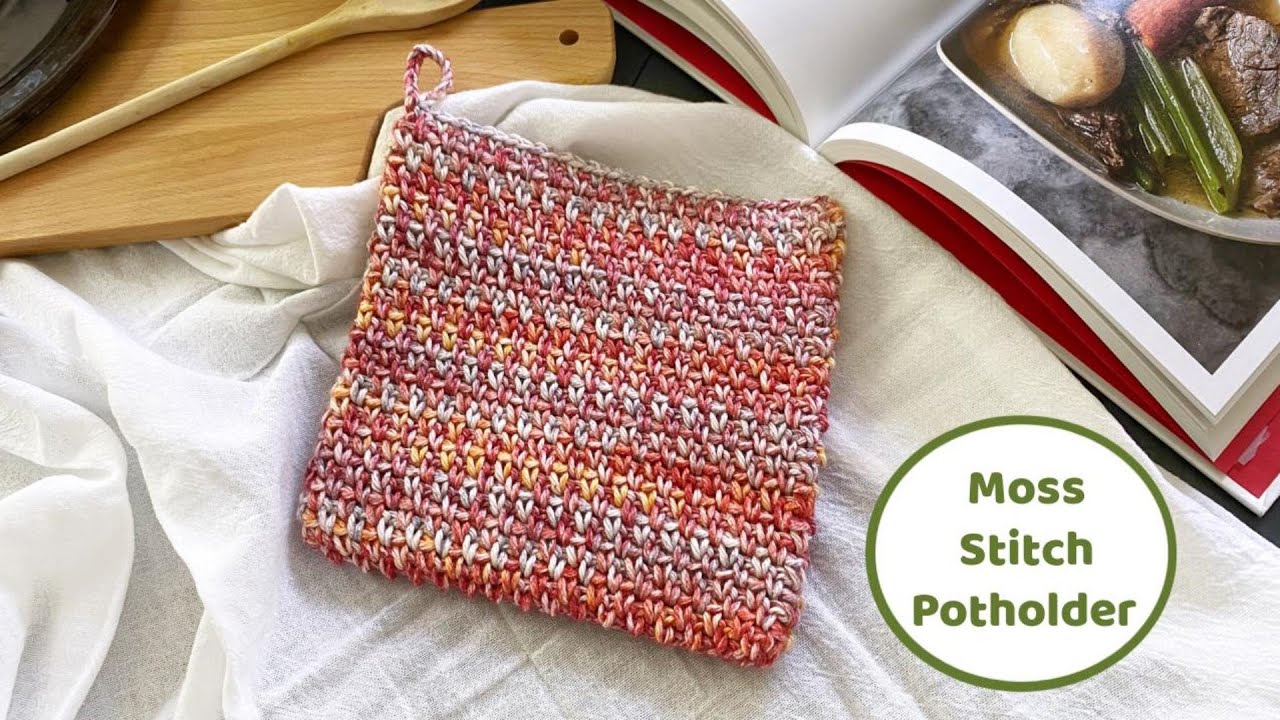 Moss Stitch Double Thick Crochet Potholder Tutorial - PGCAL2024