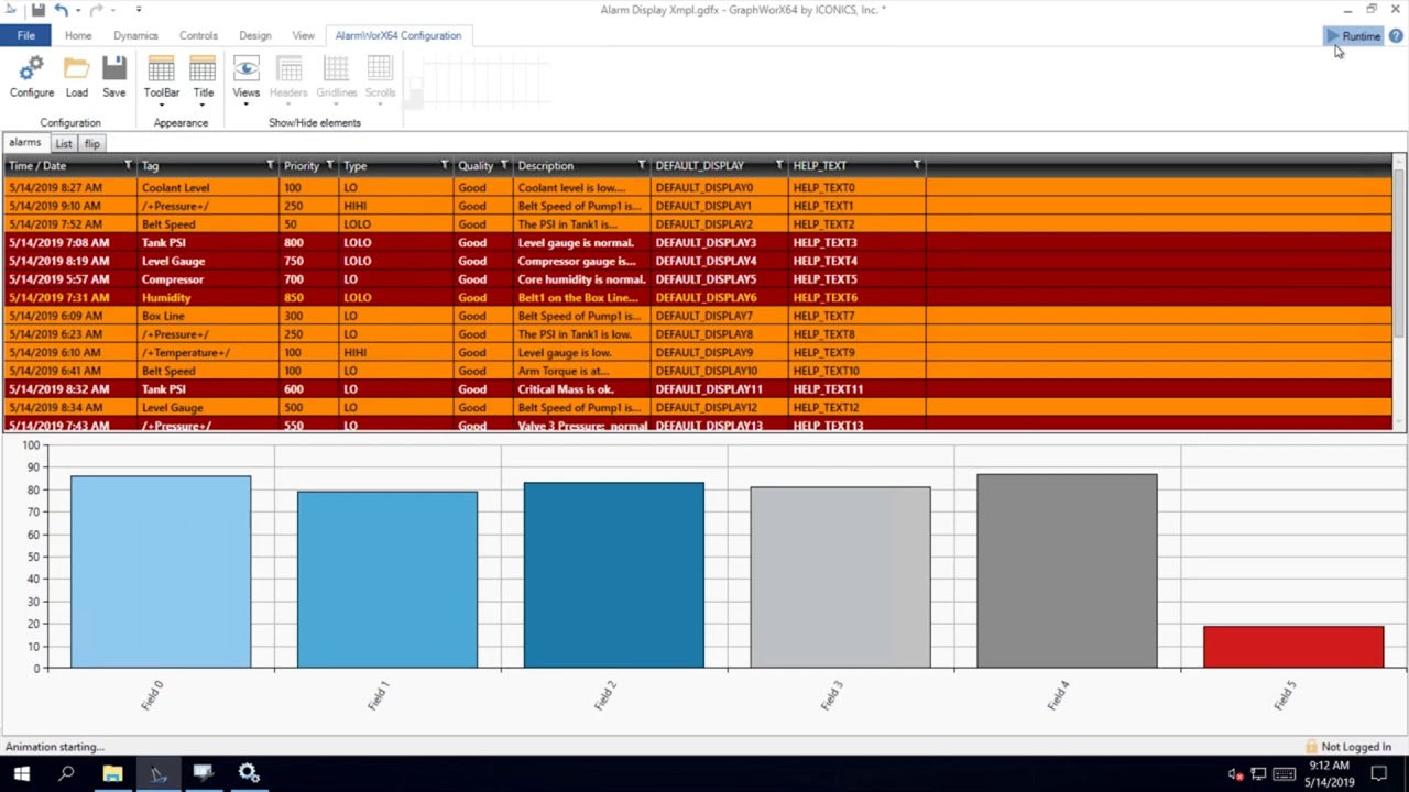 Iconics AlarmWorx Alarm Viewer Configuration