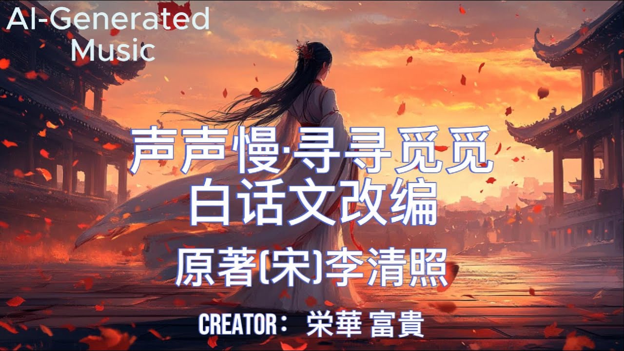 声声慢・寻寻觅觅｜白话文歌词改编｜（宋）李清照｜AI生成詩詞音樂