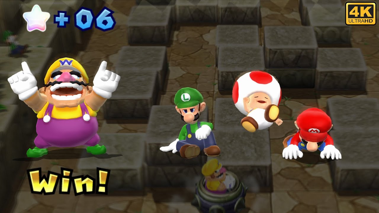 Wario, Luigi, Mario and Toad - Blooper Beach - Mario Party 9 Gameplay