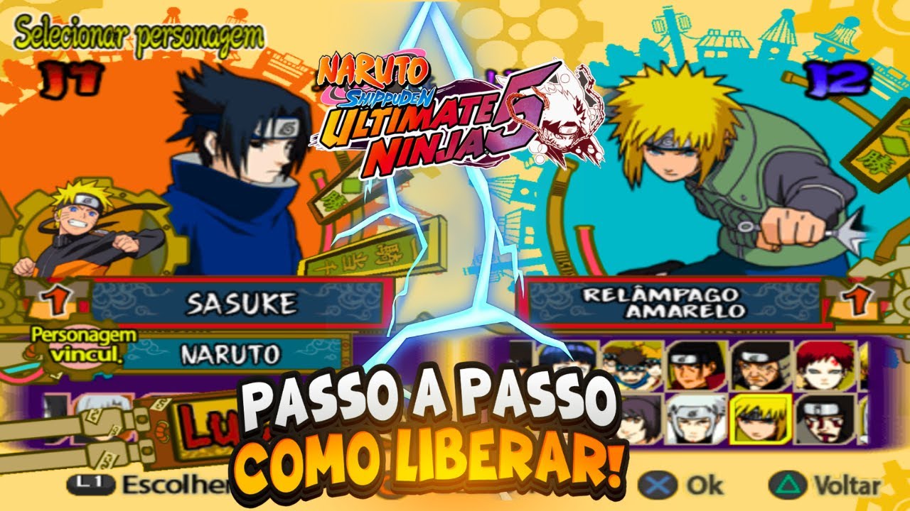 COMO DESBLOQUEAR SASUKE CLÁSSICO E O MINATO QUARTO HOKAGE EM NARUTO SHIPPUDEN ULTIMATE NINJA 5 (PS2)