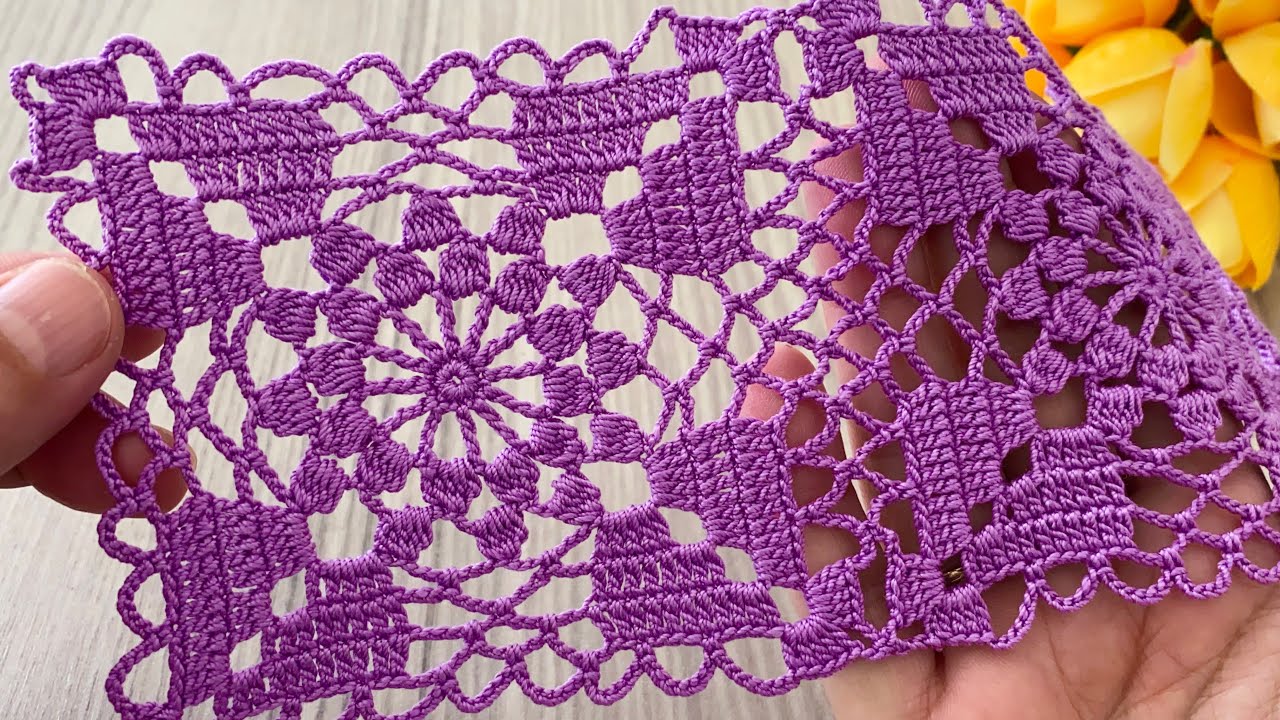 CROCHET NEW DESIGN Square Motif Runner, Blouse, Shawl Pattern 