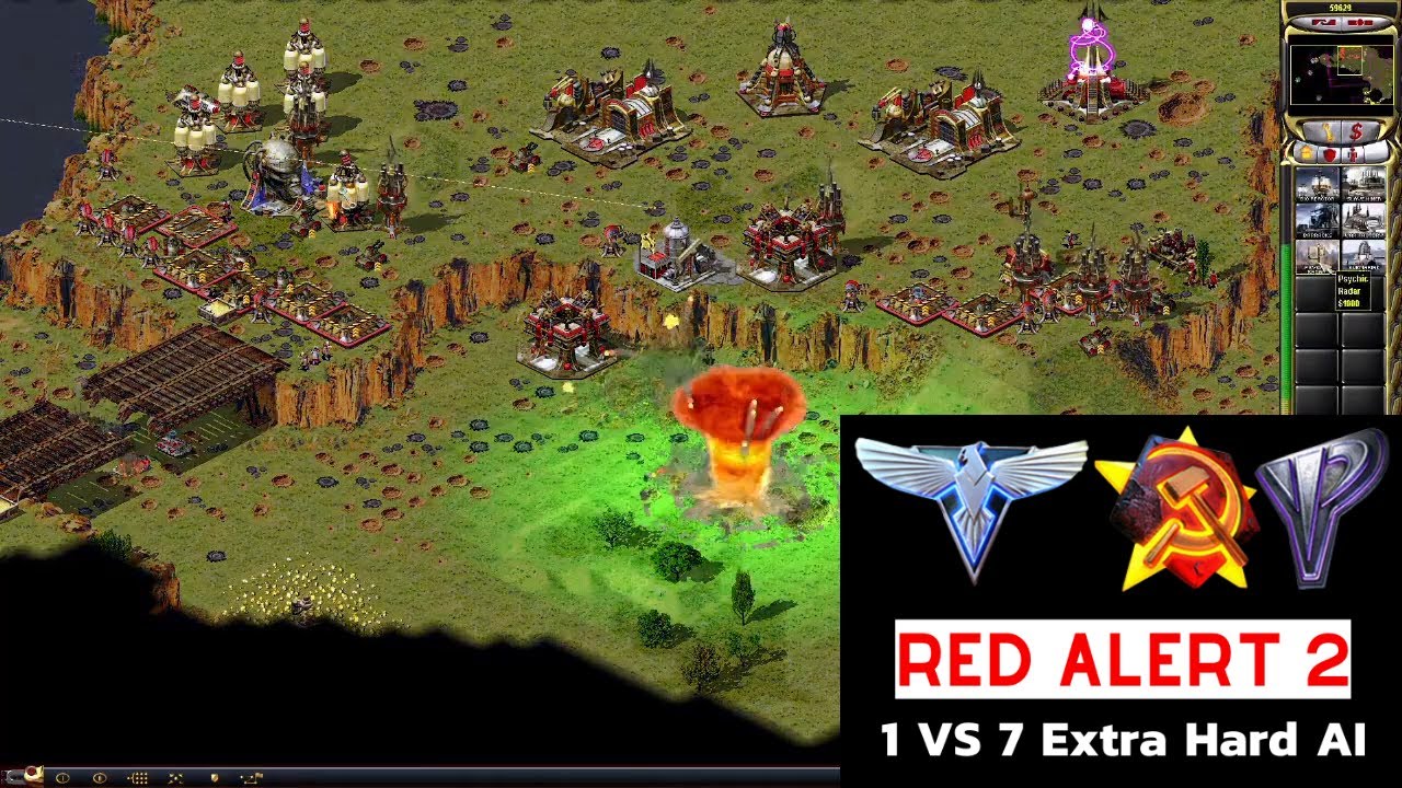 Red Alert 2 Yuri's Revenge I Corwick Forest Map I 1 Yuri vs 7 Extra Hard Ai