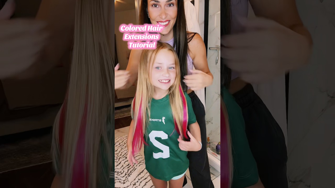 Easy Fun Colored Hair Extensions for Kids Tutorial ❤️#hairextensions #shorts #tutorial