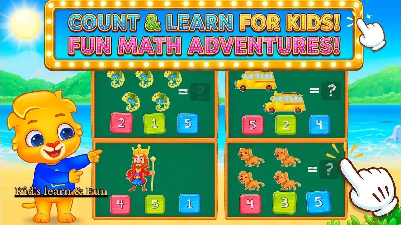 Counting For Kids Fun Math Adventures! 😀 👑🐕🚌#learning #kids #counting #youtubevideo #countingnumbers
