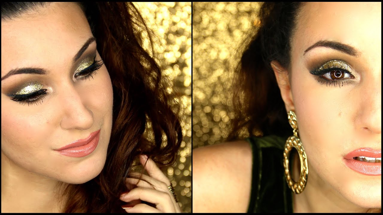 ★ Make up fêtes | Smokey eyes olive & paupières pailletées