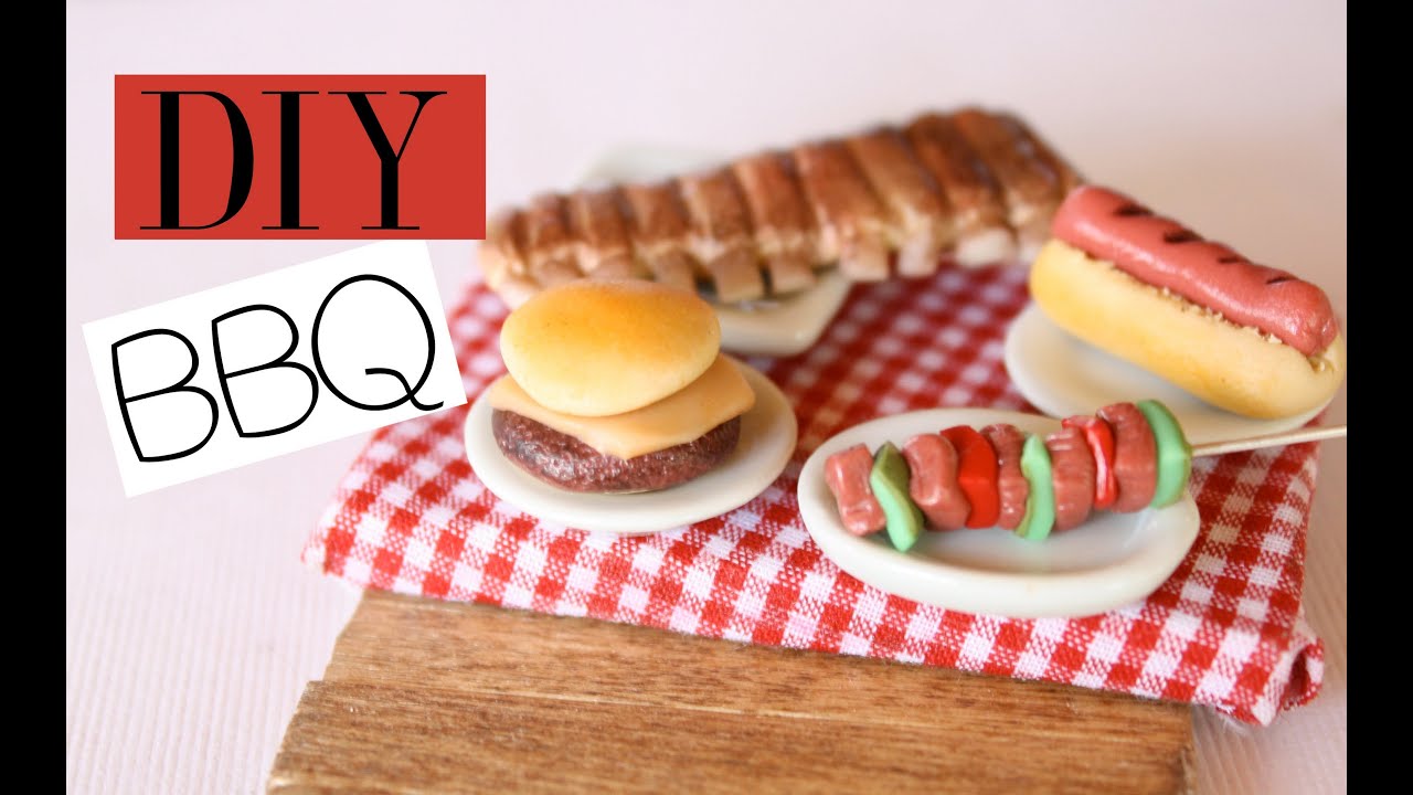Backyard BBQ - Polymer Clay Food Tutorial - RIbs, Hot Dogs, Cheeseburger, Hamburger, Vegetable Kabob