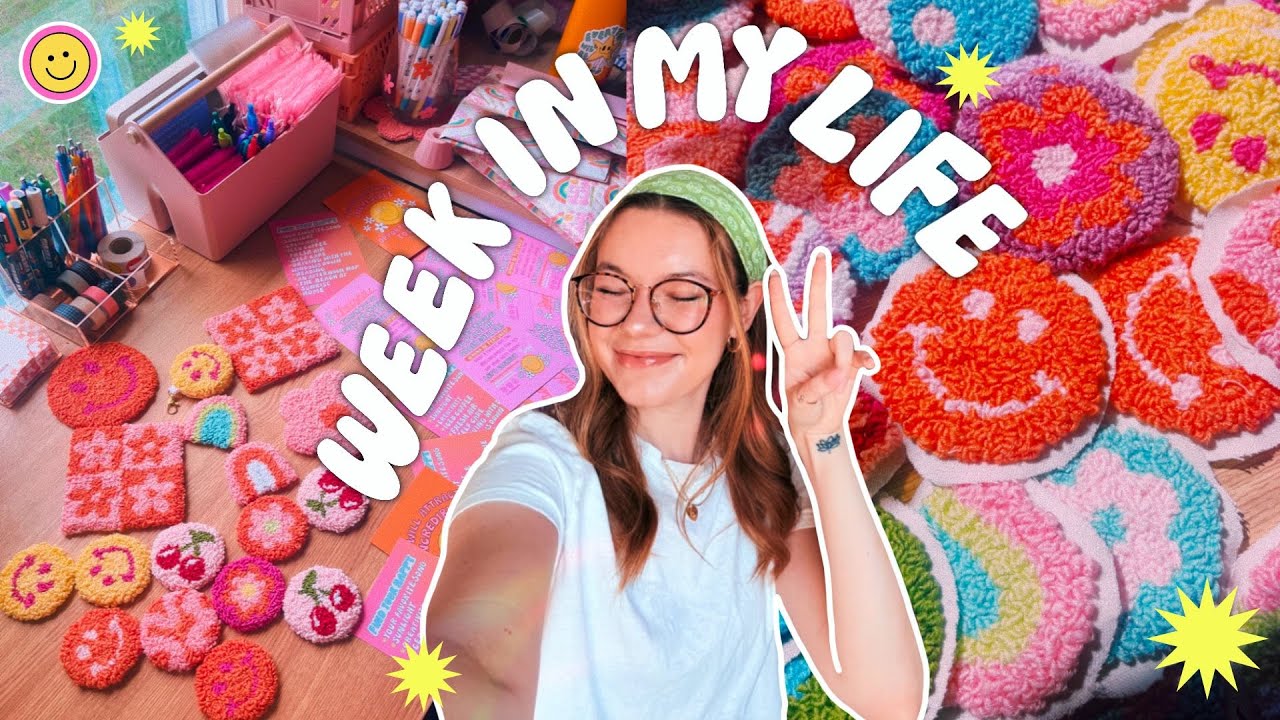 Punch Needle Coasters, Packing Orders, + Making New Designs! Small Biz Vlog ☻