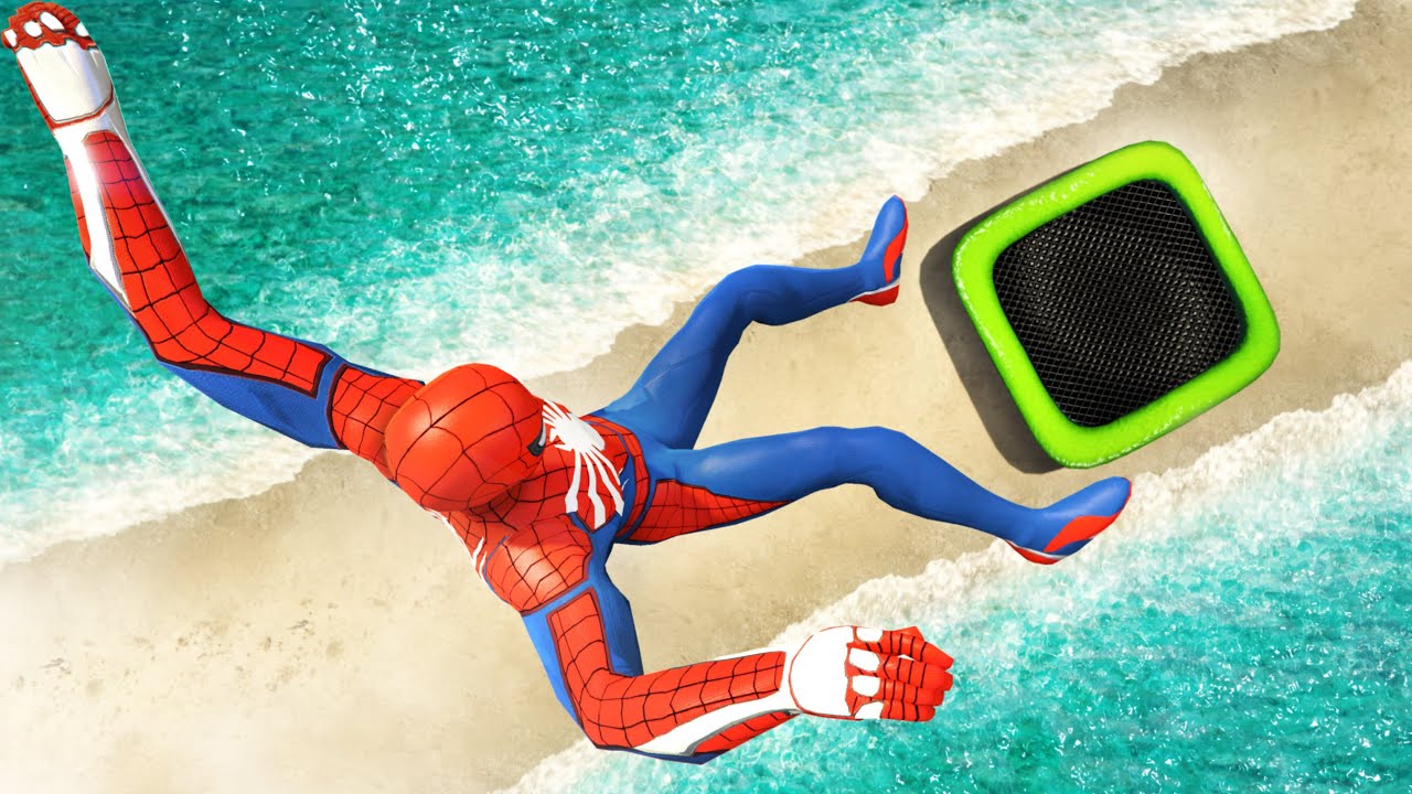 SPIDERMAN CRAZY TRAMPOLINE RAGDOLLING/FALLING in GTA 5