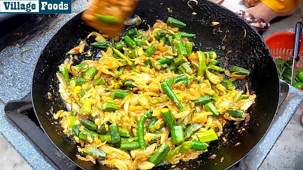 Village Style Bhindi Pyaz Recipe | Easy Okra Recipe | The Village Foods.