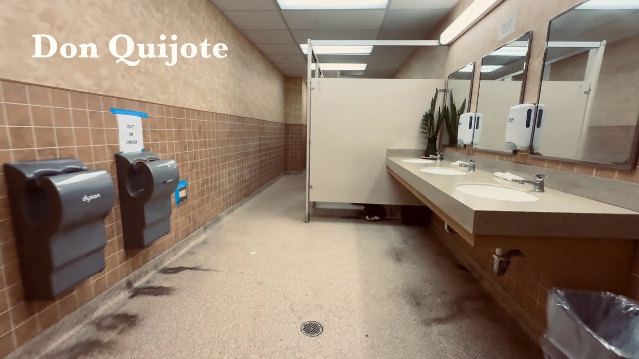 Men&rsquo;s Women&rsquo;s Restroom Kohler Toilet & Sloan Urinal Flush + Dyson Airblade dB | Don Quijote Honolulu