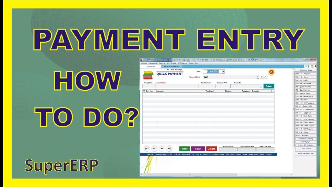 HOW TO ENTER QUICK PAYMENT,  EXPENSE IN SOFTWARE