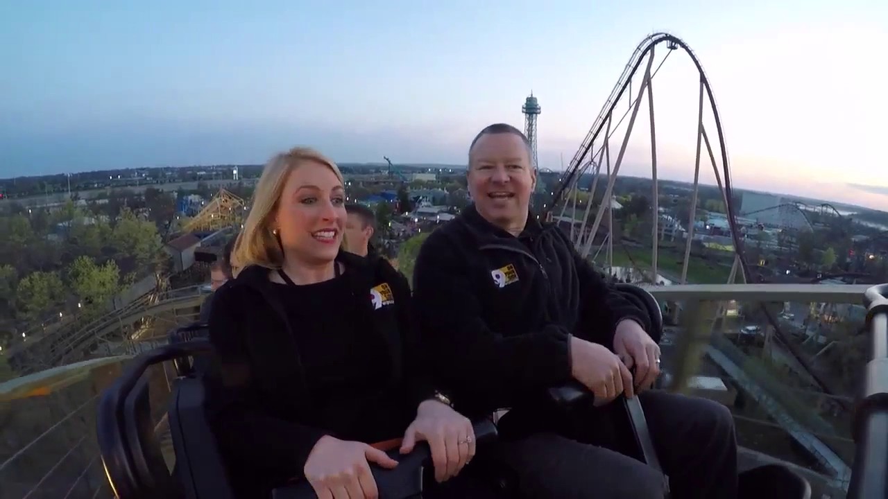 Reporter Ally Kraemer rides Mystic Timbers at Kings Island