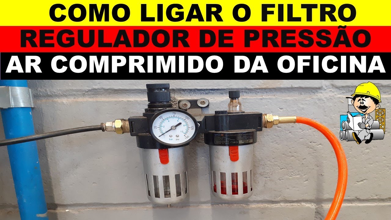 Como ligar o filtro regulador de pressão do ar comprimido da oficina mecânica? Unidade de medida.
