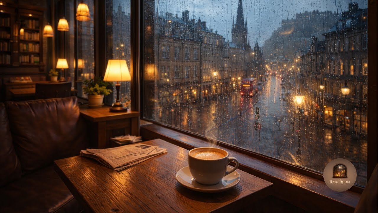 Cozy Rainy Café Ambience ☕ Soft Jazz Music & Rain Sounds for Sleep, Study & Relax (2 Hours)