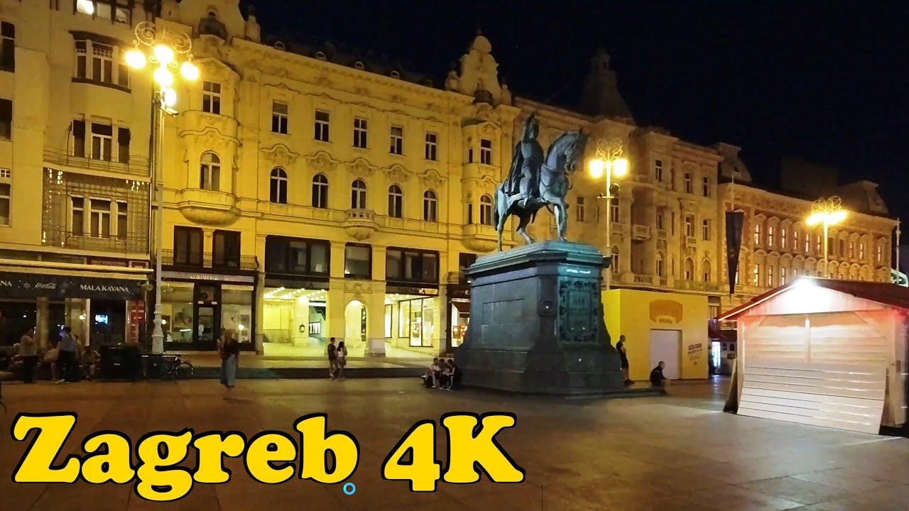 Zagreb Croatia Night Walking Tour [4K]