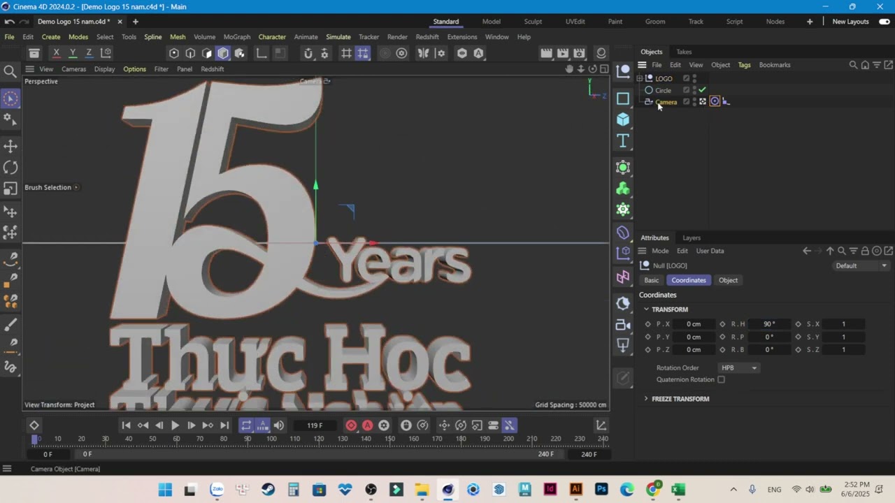 Diễn hoạt Logo 3D với camera C4D
