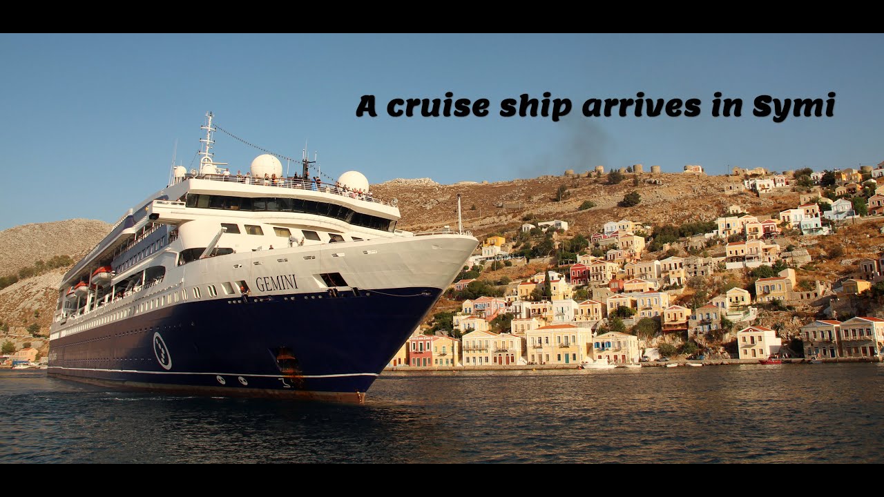A Cruise ship arrives in Symi, Greece