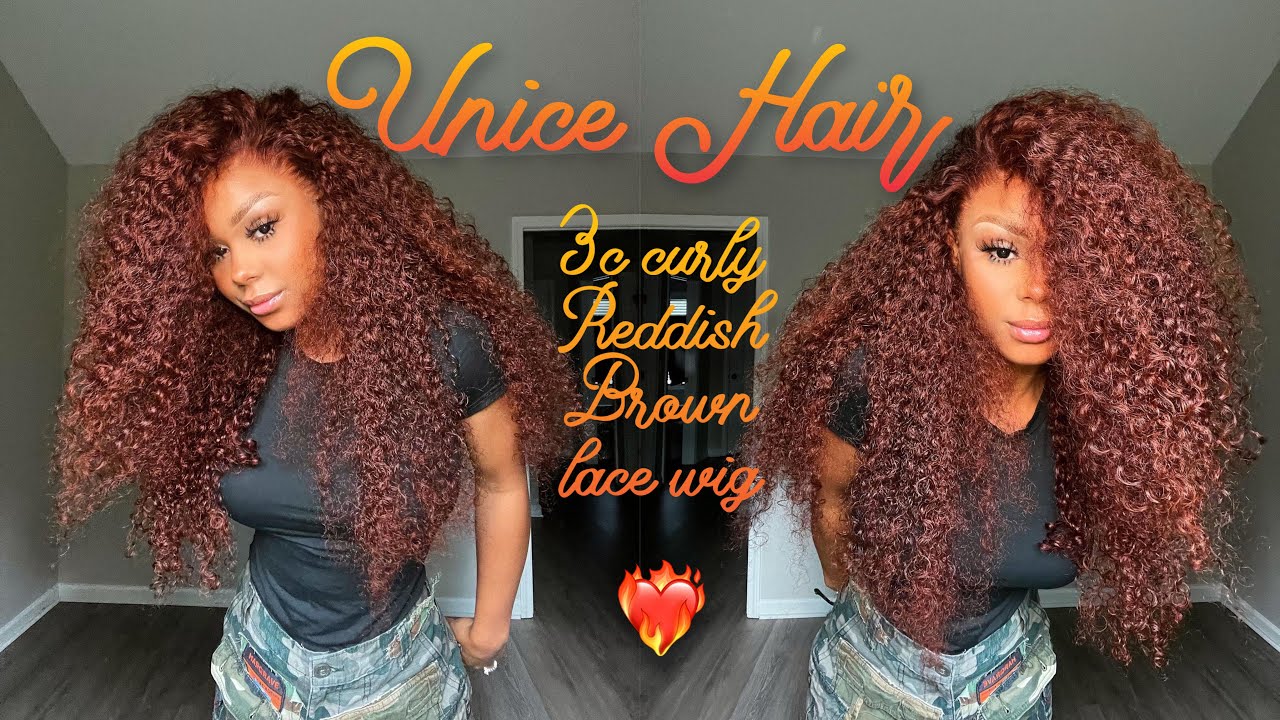 customizing my lace on my head + reddish brown 3c curl ft Unice Hair 😍