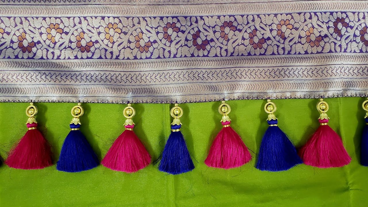 పట్టు threads తో beautiful saree kuchu design#chirakuchulu#kuchudesigns#kuchulu#latestsareekuchulu