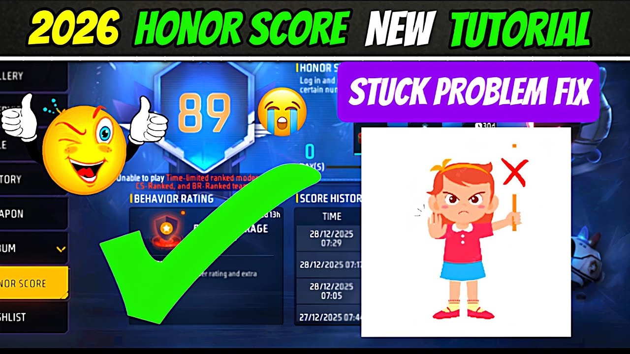 Free Fire Honor Score Stuck Problem 2026 | Honor Score Increase Nahi Ho Raha Fix