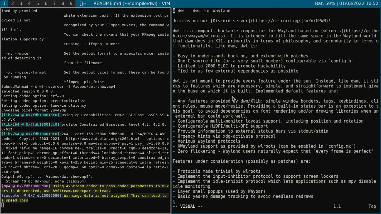 DWM for Wayland (DWL).
