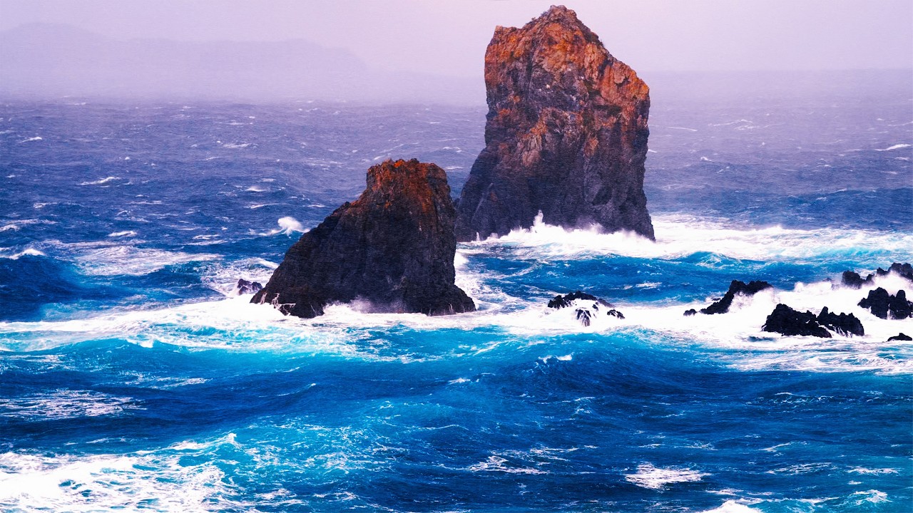 10 Hours Heavy Blizzard & Ocean Waves | Dark Screen Nature Sounds for Sleep & Tinnitus