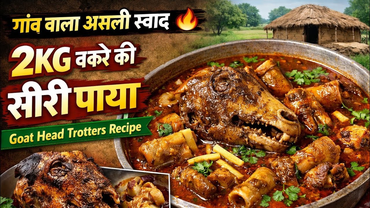 👉 गांव वाला असली स्वाद 🔥 2KG बकरे की सीरी पाया | Goat Head Trotters Recipe