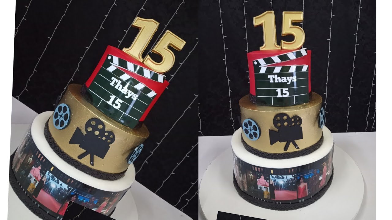 bolo lindo 15 anos glacê mármore! ❤️ tingindo o glacê de dourado
