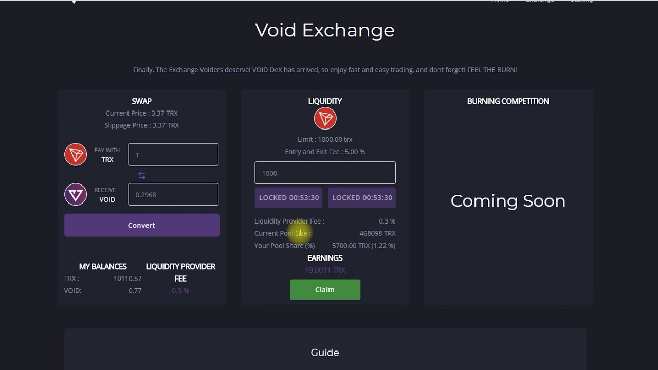 Void Dex Io - [New Dapp Alert] - Deflationary Tokens Do Battle