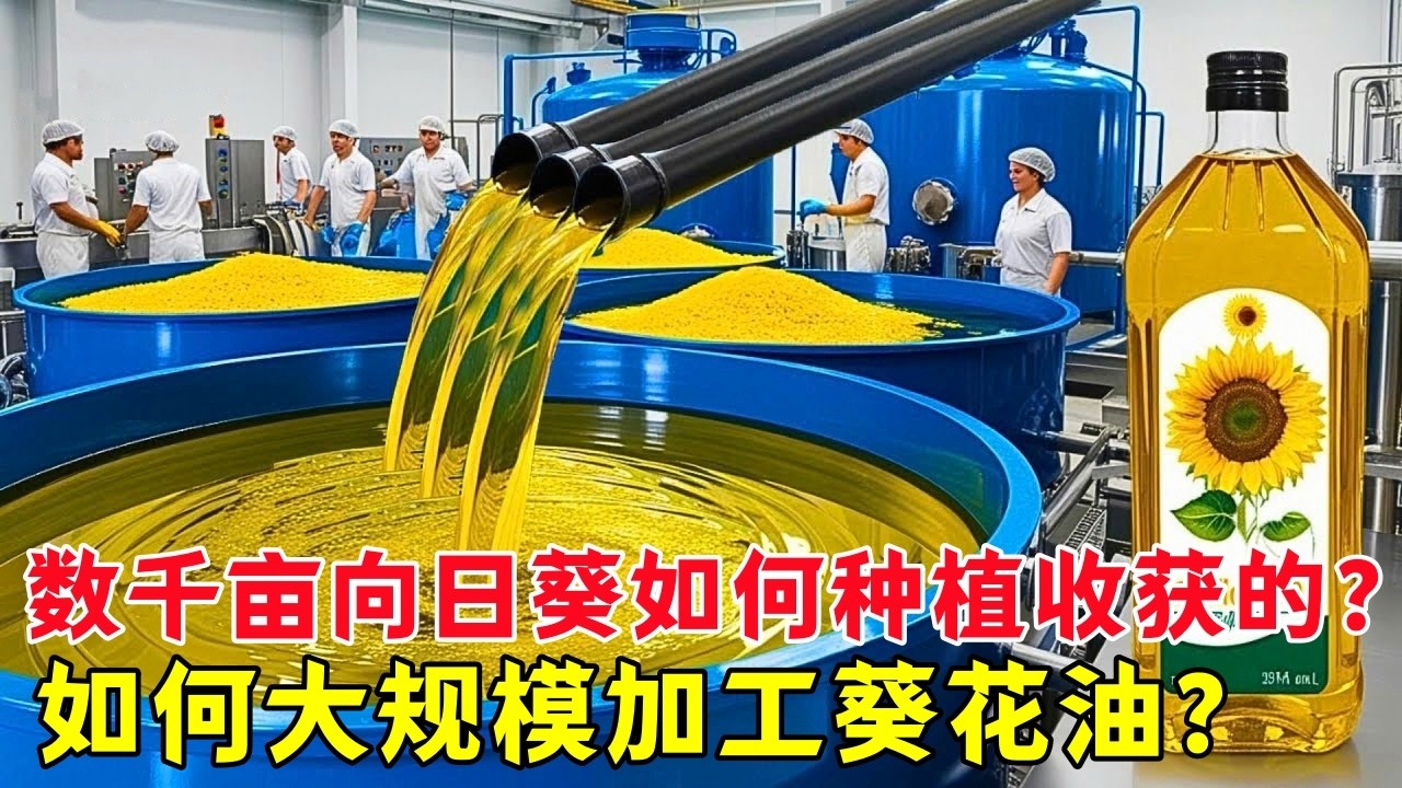 数千亩向日葵如何种植收获的？如何大规模加工葵花油？| 向日葵种植 | 向日葵 | 葵花油 | 向日葵收割 | 葵花油加工 |