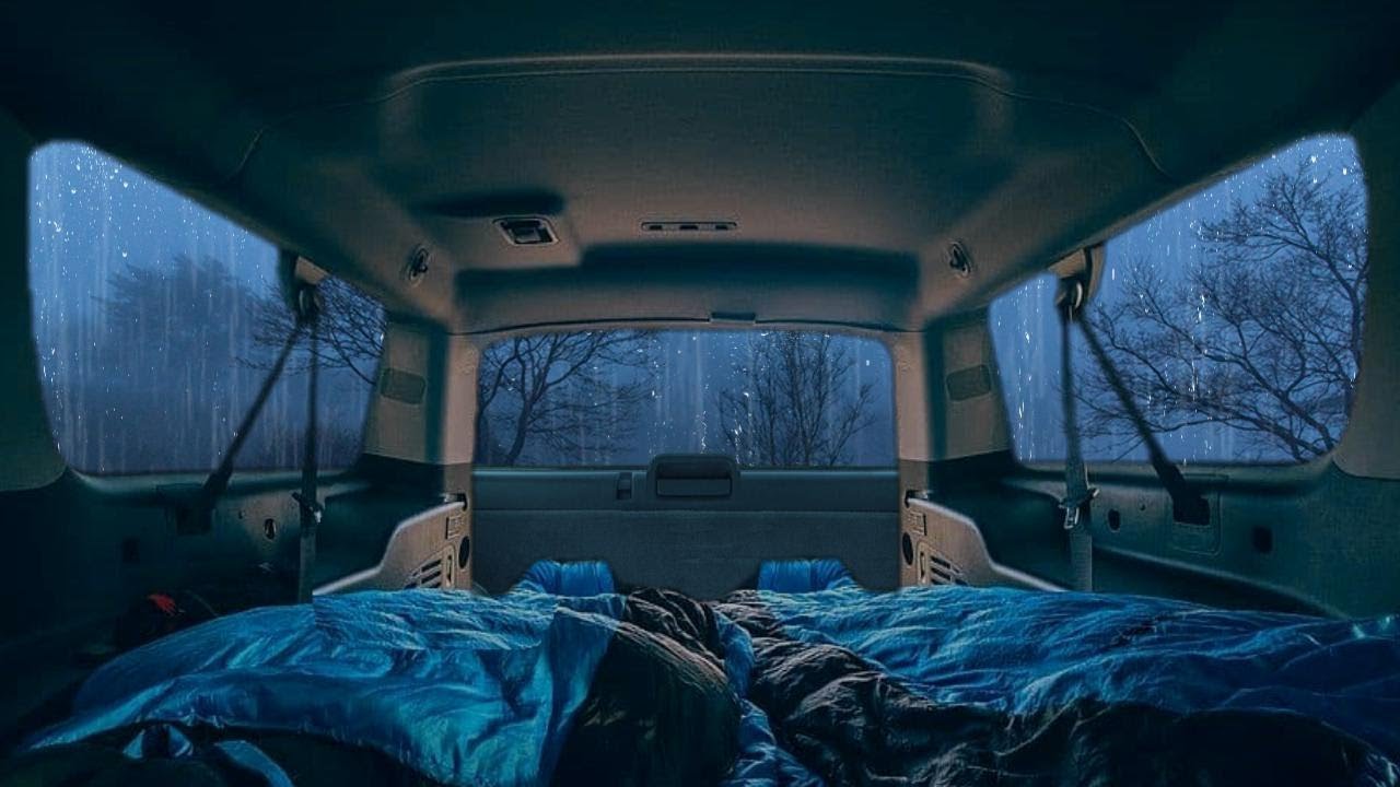 【鼓膜をくすぐる心地よい雨音】車の薄い鉄板の屋根に落ちる ポツポツした激しい雨音が 不眠症を遠ざけ 数分で深い眠りに落ちて 超熟睡できる10時間｜ホワイトノイズ｜集中｜ASMR｜薄暗い画面