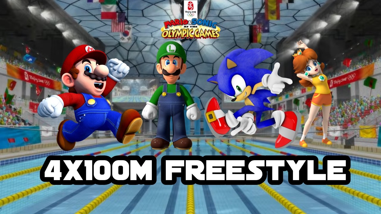 Mario Sonic At The Tokyo 2020 Olympic Games 4x100m Relay # 56 (Team Mario)