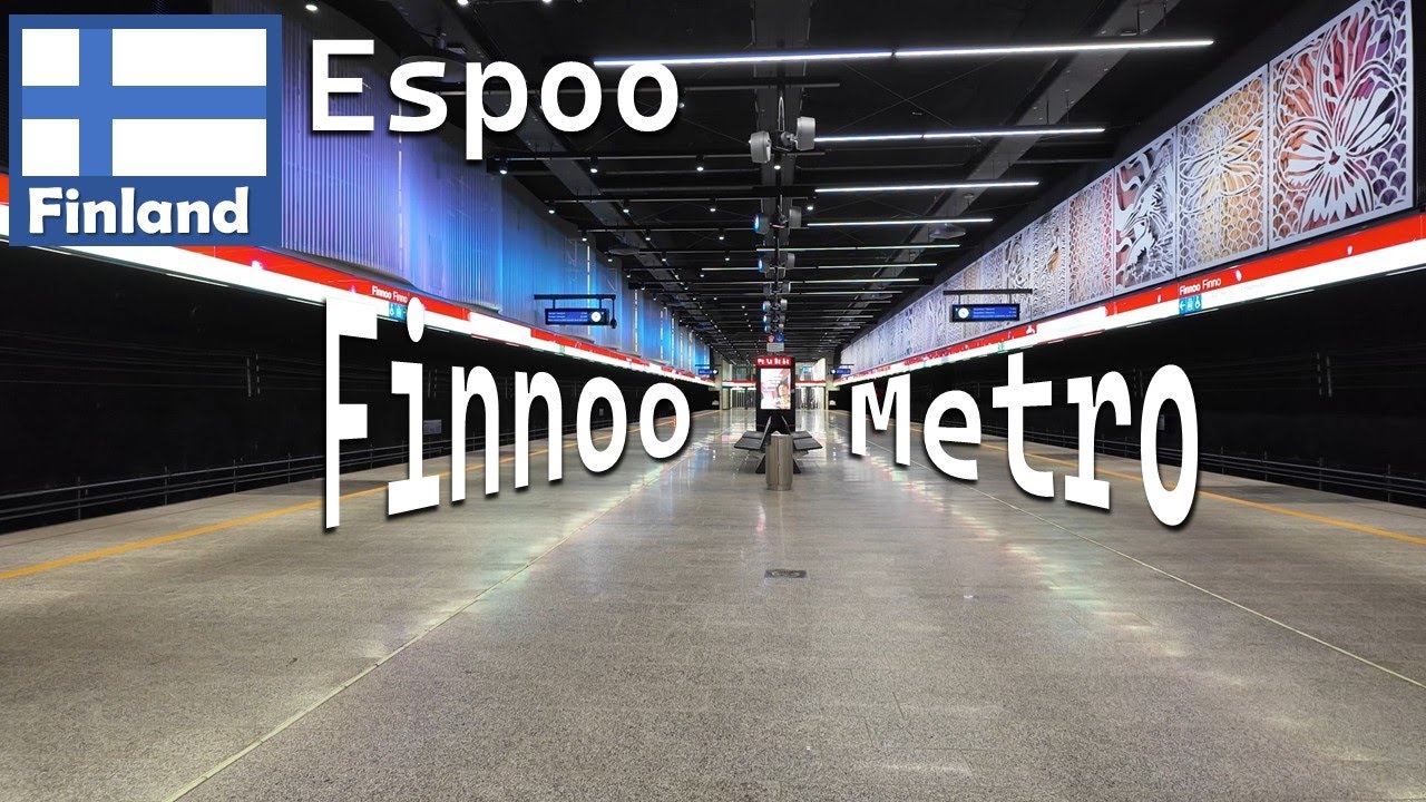 The longest escalators in Finland Metro Finnoo Espoo Helsinki Walk in- and outside the station