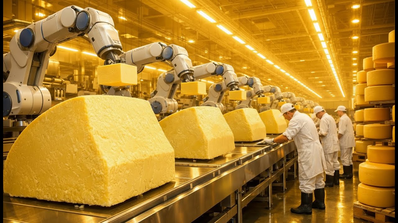 Inside a Massive Cheddar Cheese Factory | How Millions of Tons of Cheese Are Made (Full Process)