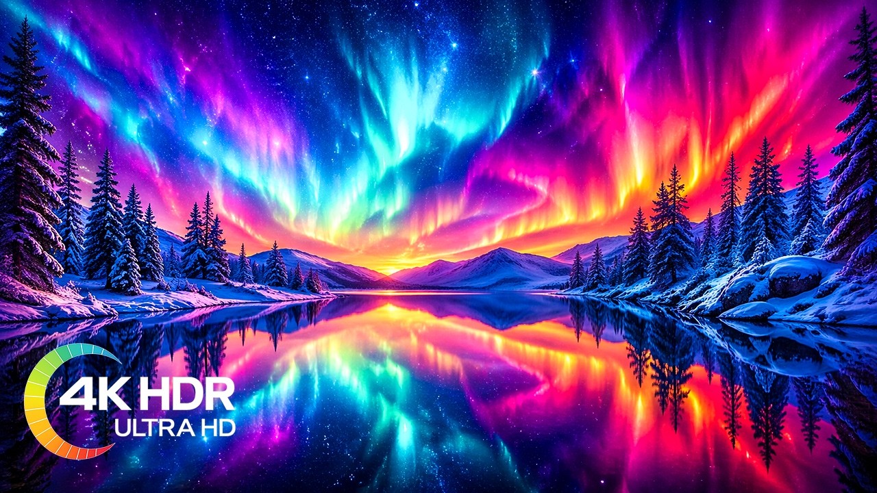 Experience The Aurora Borealis & The Northern Lights in 4K Video Ultra HD with Relaxing Music