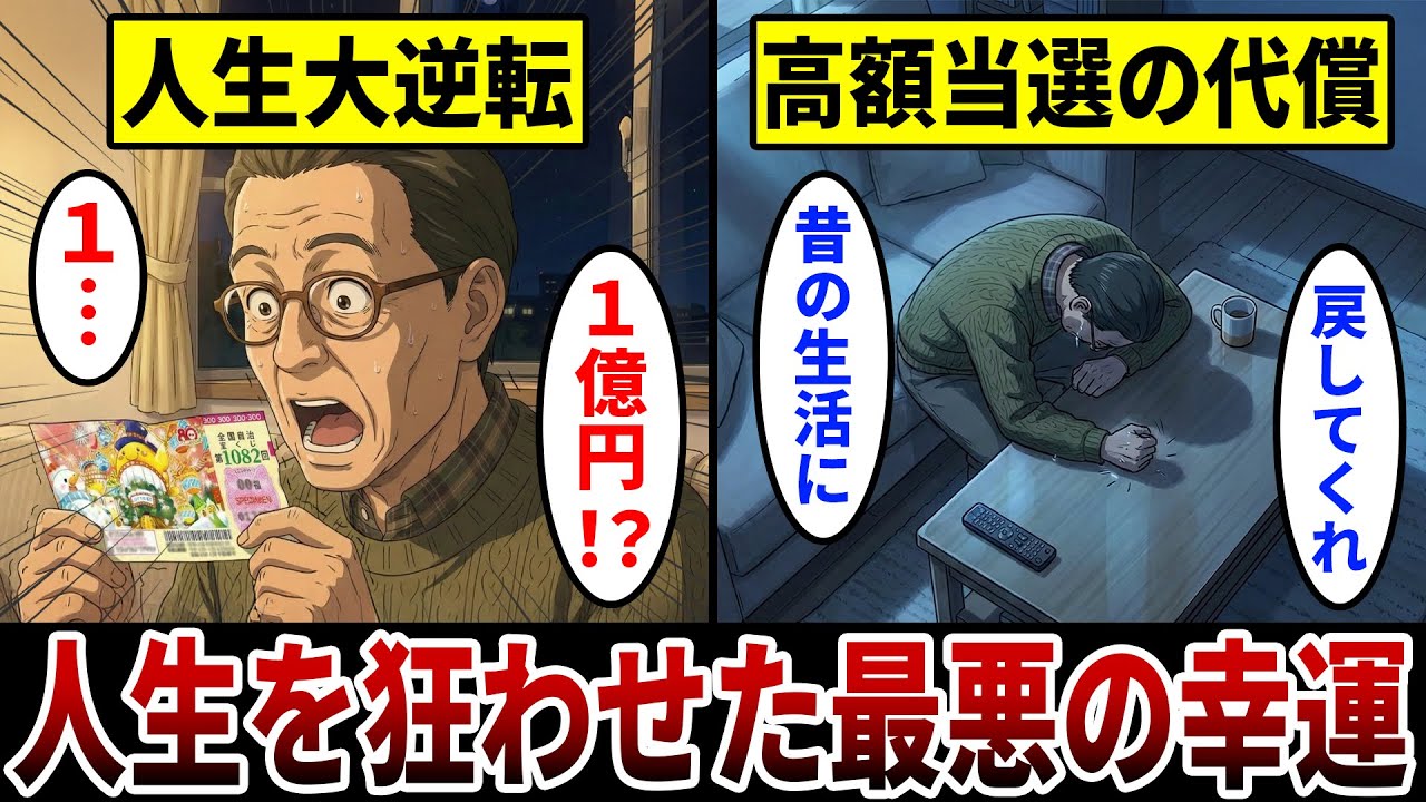 【漫画】一夜にして億万長者になった男の悲惨な末路『これで幸せになれるはずだった…』高額当選者の悲しい現実。