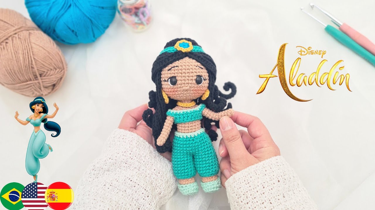 Princesa Jasmín Amigurumi🩵| Parte 1/3 Vestuario | Subs Spa/Eng/Port