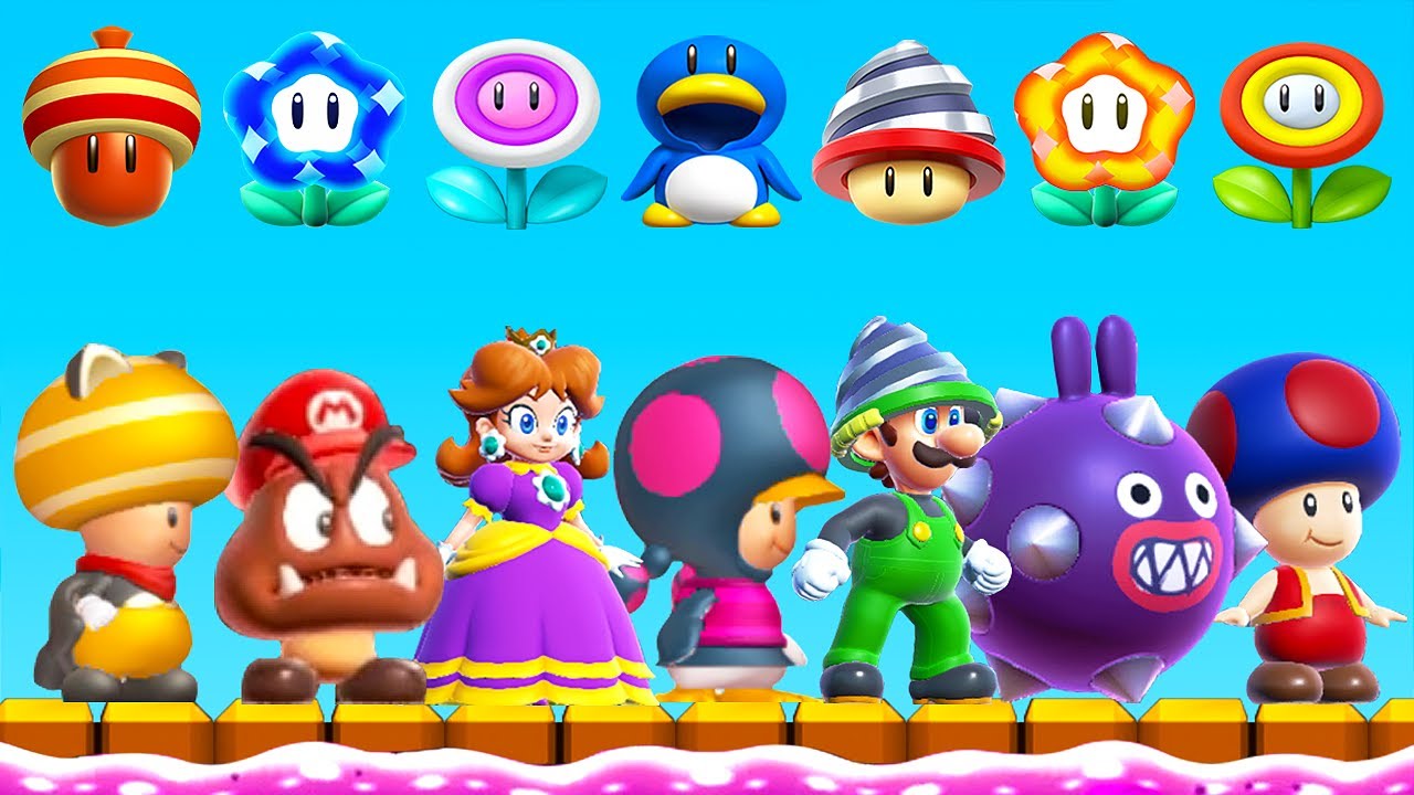 New Super Mario Bros U + Wonder - All Power-Ups & Transformations