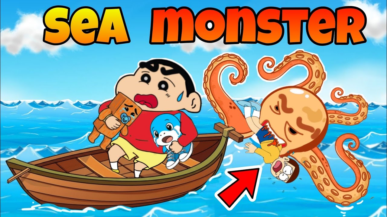 Shinchan & Nobita Save Baby Brainrot From Sea Monster 😱😱 | Shinchan And Nobita Game | Funny Game |
