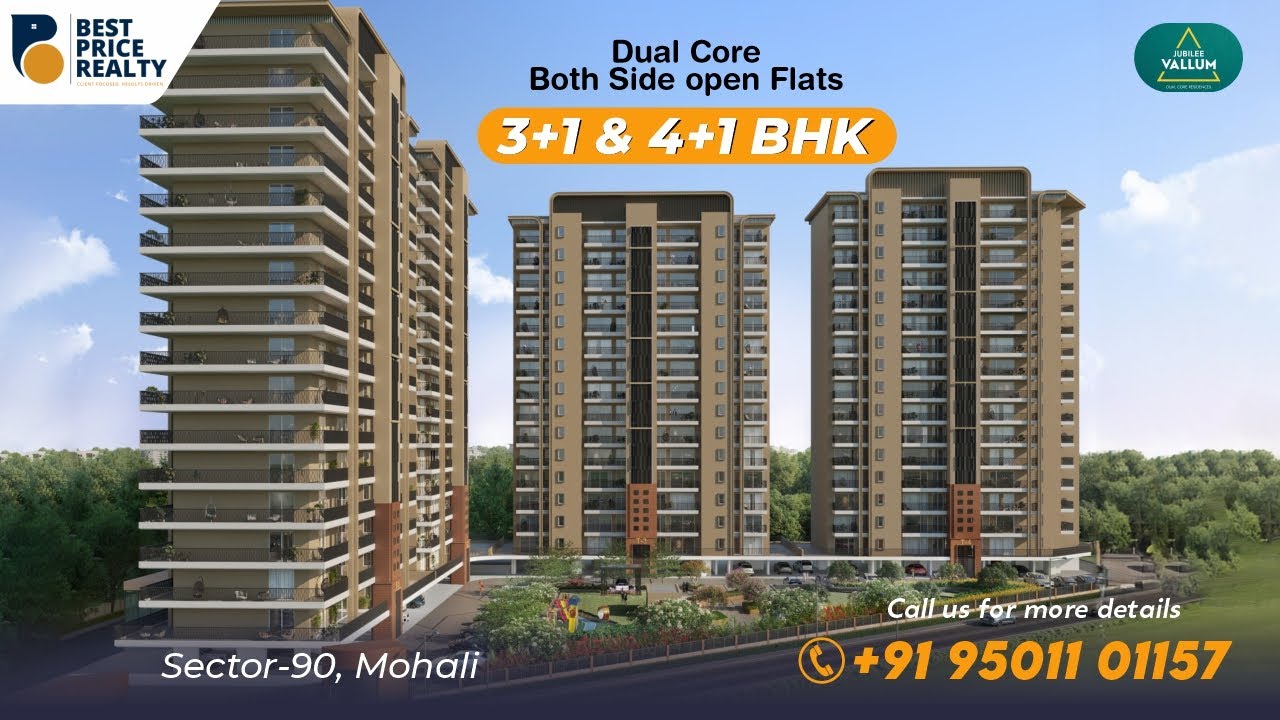 Both-Side Open Ultra-Luxury  4+1 BHK Apartments | Jubilee Vallum, Sector 90 Mohali | GMADA Approved 