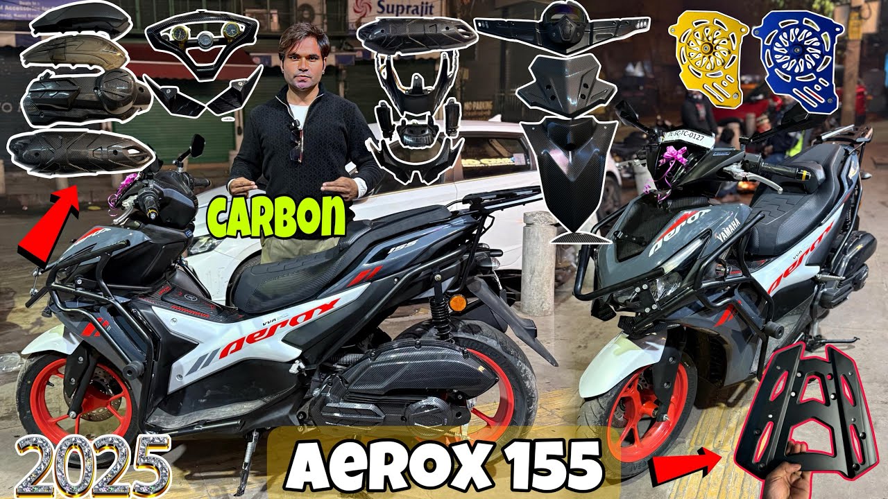 Aerox 155 Full Carbon kit 😱| All New Accessories Aerox 2025 | SKD BIKE WORLD