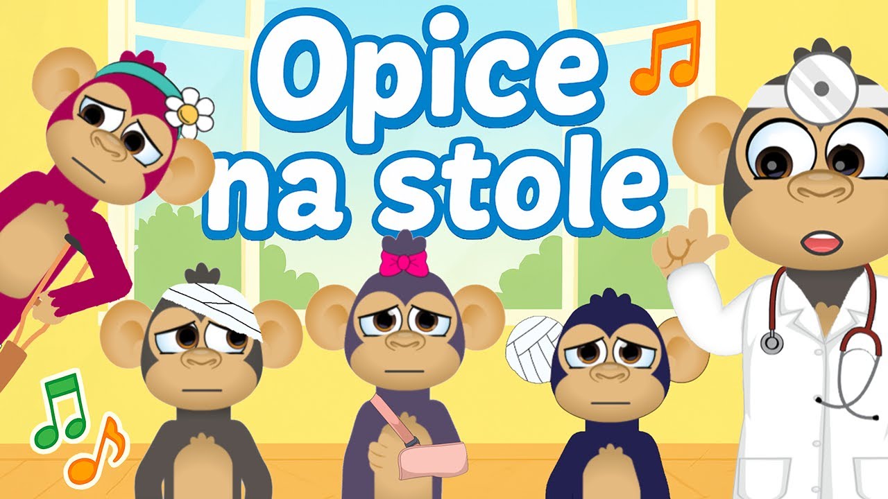 Opice na stole | Pesničky pre deti | Detsk&eacute; piesne | N&aacute;učn&eacute; | Opice | Po slovensky
