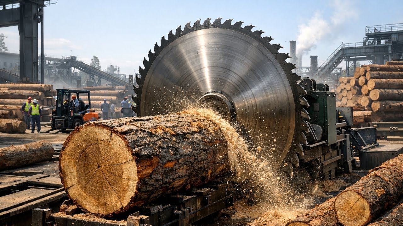 Inside the Largest Wood Sawmill: How Massive Trees Are Cut Into Perfect Timber (Full Process)