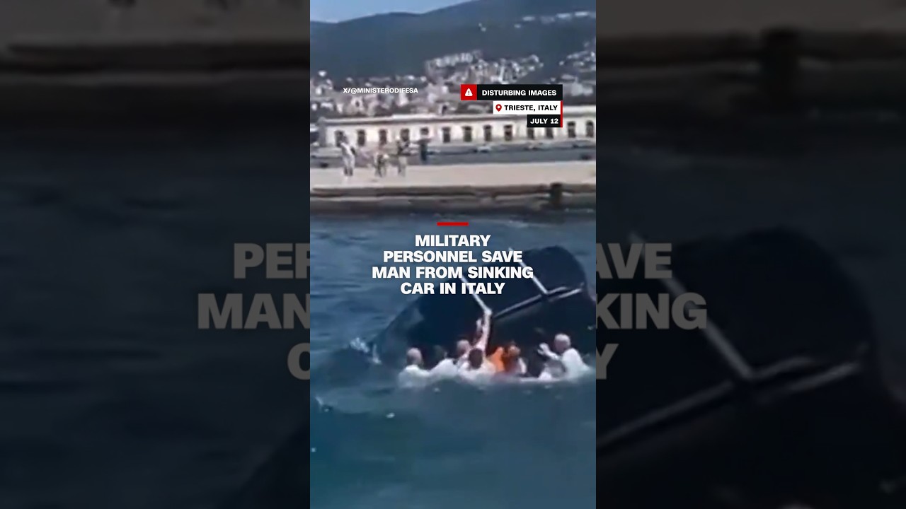Military personnel save man from sinking car in Italy