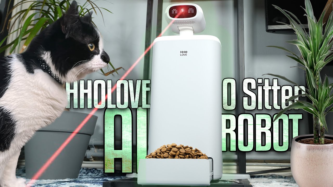 HHOLOVE O Sitter AI Robot For Cats |  Feed & Play Anywhere In The World