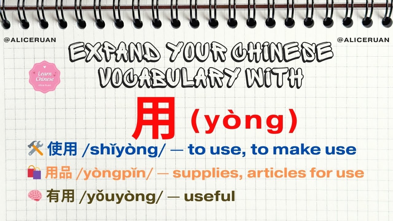 Expand Chinese Vocabulary with 用 (yòng)｜20 Common Words You Must Know | Alice Ruan