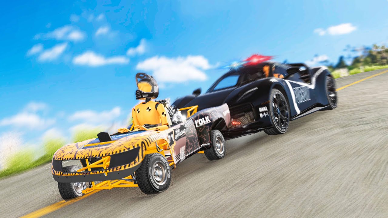 Max Speed Downhill Chase #2: More Cops Every Level - Beamng drive